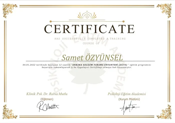 AGTE Uygulayıcı sertifikası